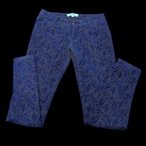 Reg $125 Karlie Velvet Blue Patterned Pants size Small
